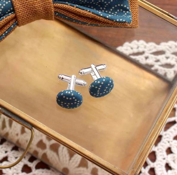 Boutons de manchette - japonais vert canard - Mr. Bow - Leffet papillon - La R&eacute;union